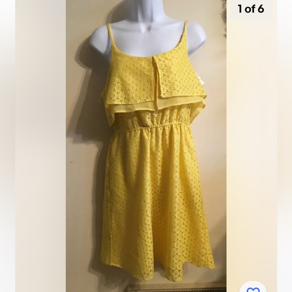 (NWT ) J. Taylor Ladies Size 8 Sunshine Yellow Eyelet Lined Sundress